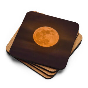 Orange Glow Moon - Cork-back coaster